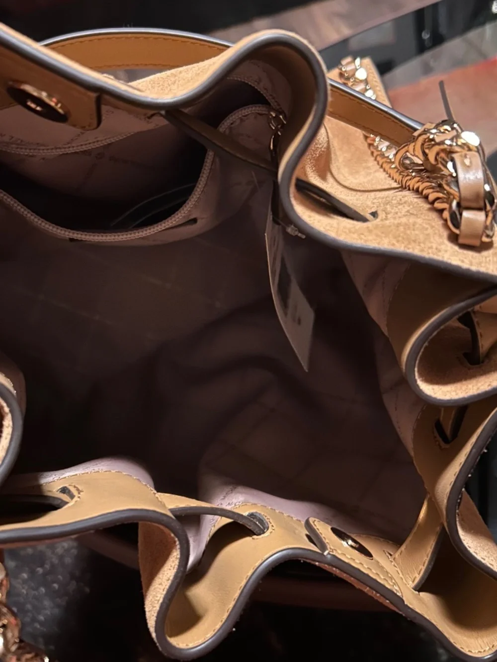 Mina Large Suede Chain Shoulder Bag - Picture 7 of 7